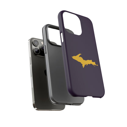 Michigan Upper Peninsula Tough Phone Case (Blackcurrant w/ Gold UP Outline) | Apple iPhone