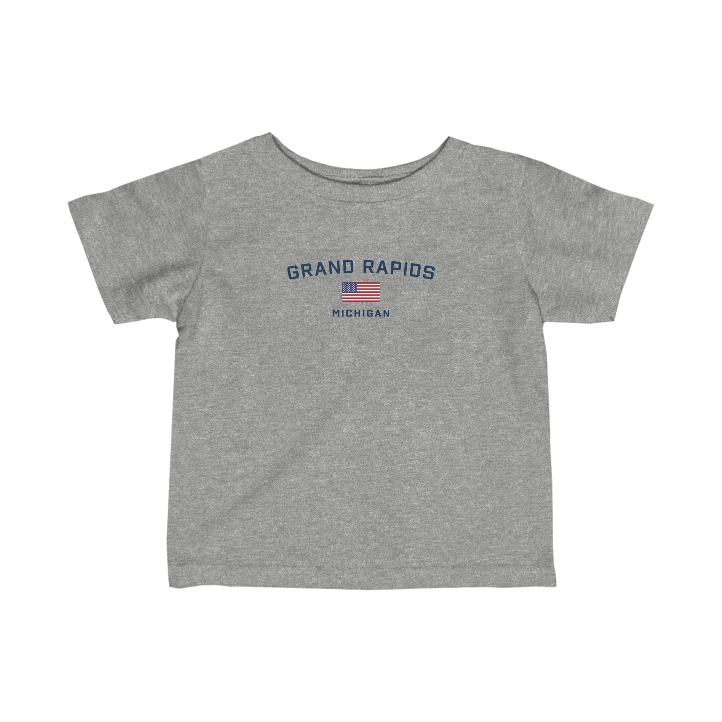 'Grand Rapids Michigan' T-Shirt (w/USA Flag Outline) |  Infant Short Sleeve