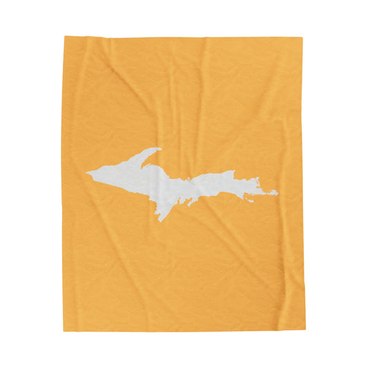 Michigan Upper Peninsula Plush Blanket (w/ UP Outline) | Citrine