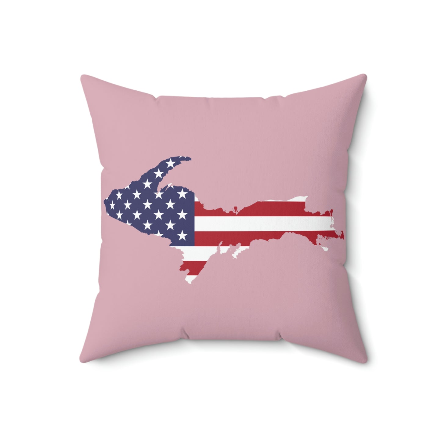 Michigan Upper Peninsula Accent Pillow (w/ UP USA Flag Outline) | Pink