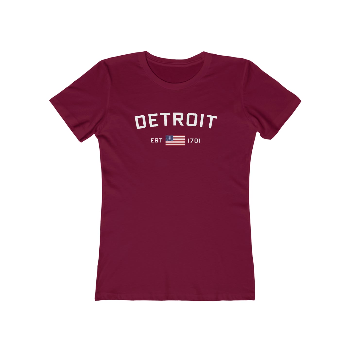 'Detroit EST 1701' T-Shirt (w/USA Flag Outline) | Women's Boyfriend Cut