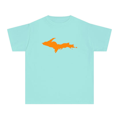 Michigan Upper Peninsula T-Shirt (w/ Orange UP Outline) | Youth Garment-Dyed