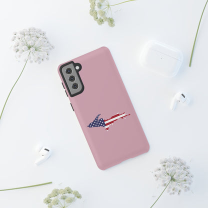 Michigan Upper Peninsula Tough Phone Case (Pink w/ UP USA Flag Outline) | Samsung & Pixel Android