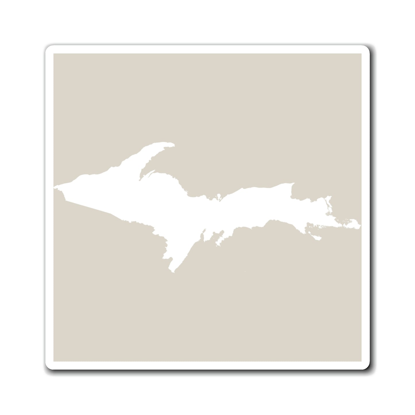 Michigan Upper Peninsula Square Magnet (Canvas Color w/ UP Outline)