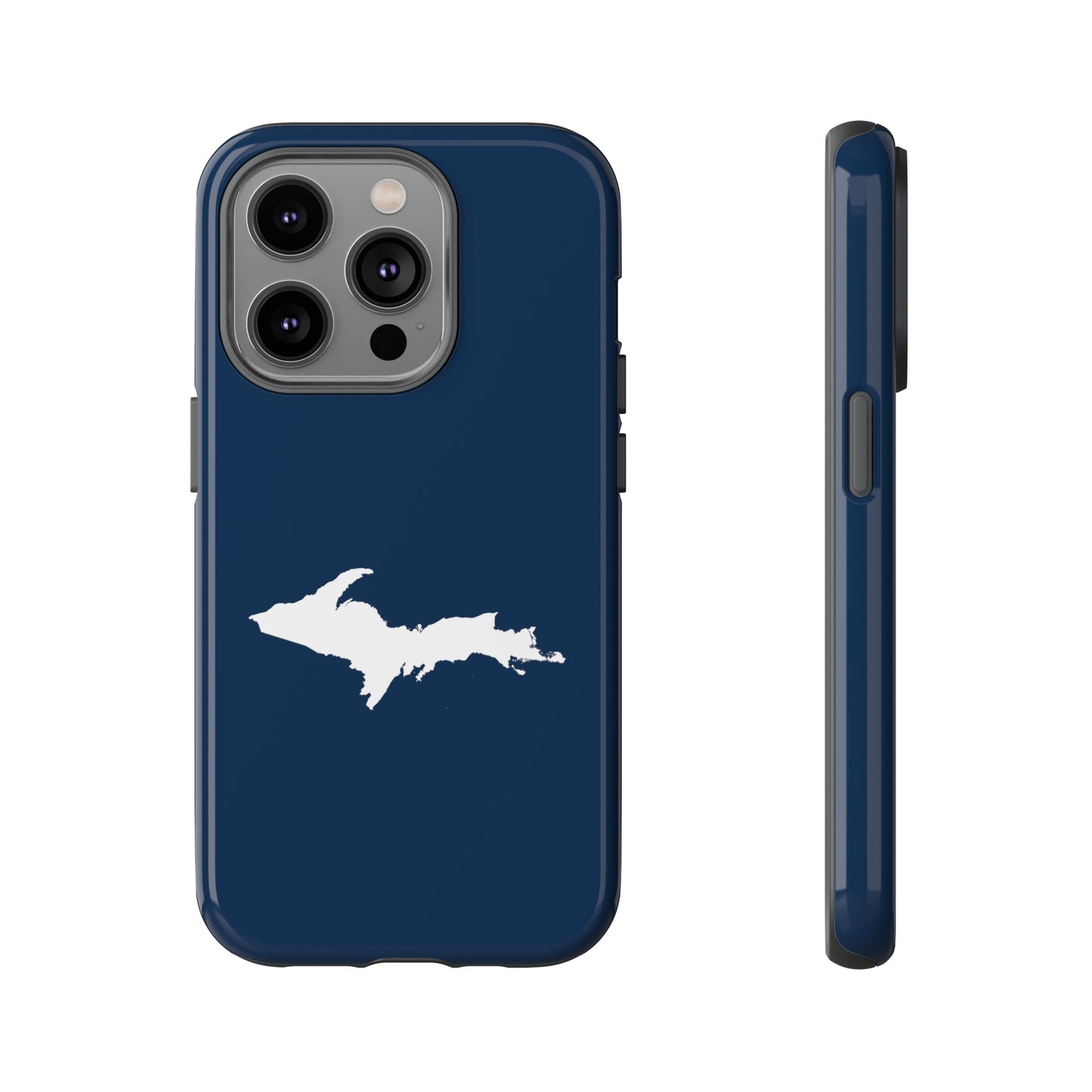 Michigan Upper Peninsula Tough Phone Case (Navy w/ UP Outline) | Apple iPhone