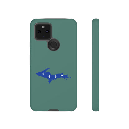 Michigan Upper Peninsula Tough Phone Case (Copper Green w/ UP Quebec Flag Outline) | Samsung & Pixel Android