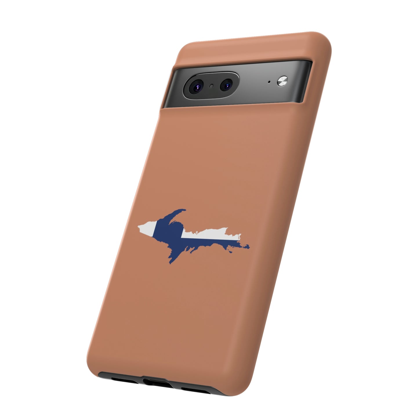 Michigan Upper Peninsula Tough Phone Case ( Copper Color w/ UP Finland Flag Outline) | Samsung & Pixel Android