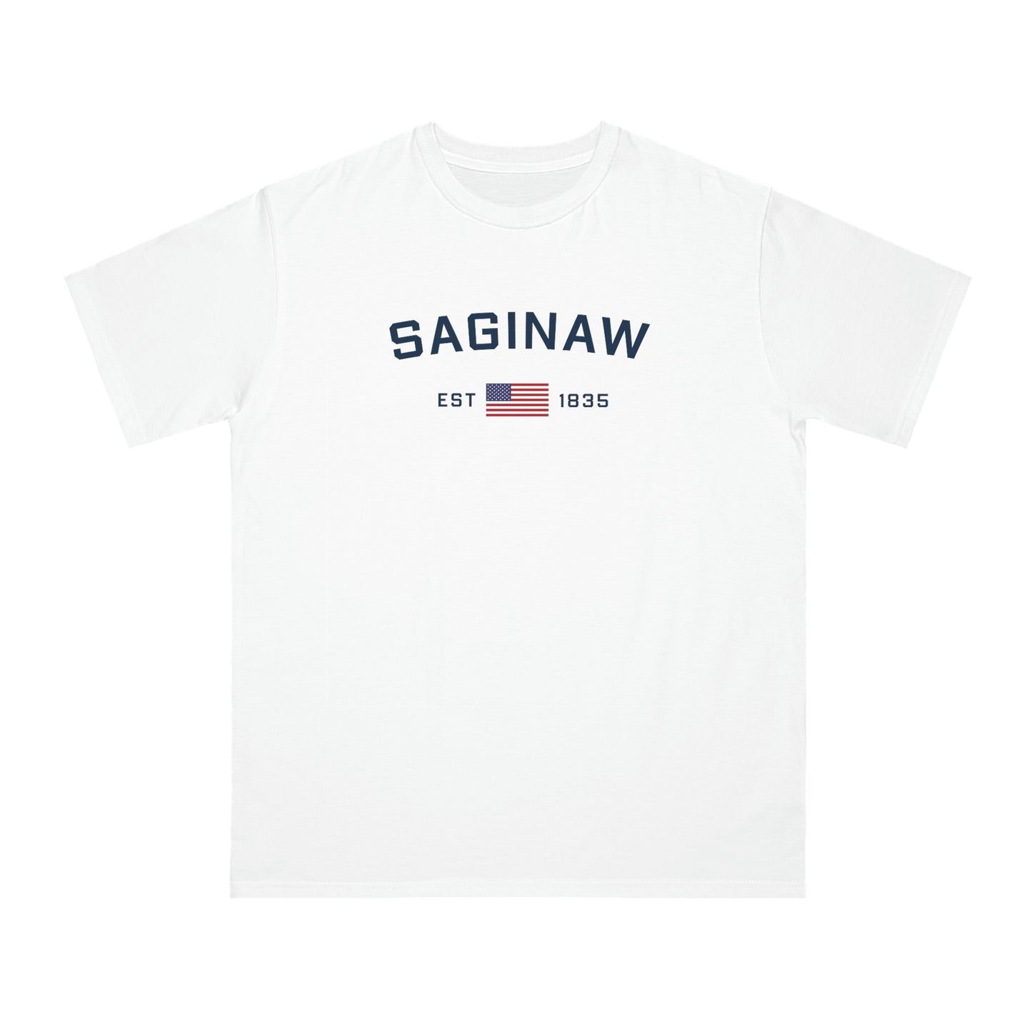 'Saginaw EST 1835' T-Shirt (w/ USA Flag | Organic Unisex