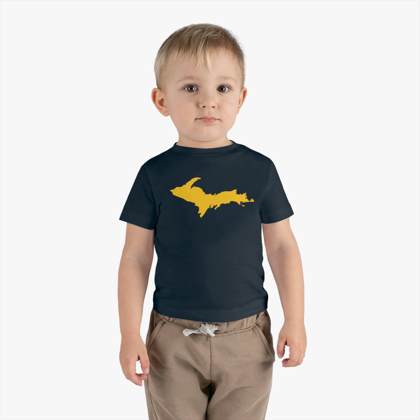 Michigan Upper Peninsula Infant T-Shirt (w/ Gold UP Outline) | Short Sleeve