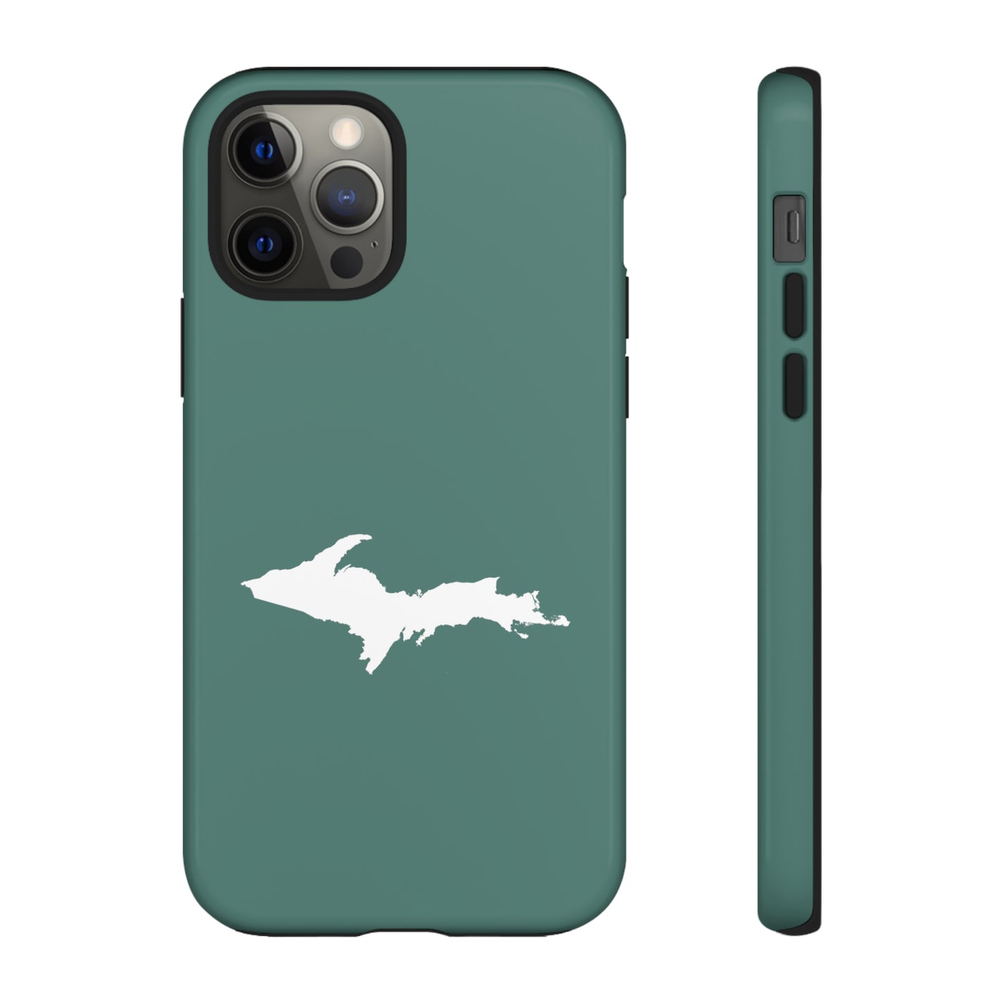 Michigan Upper Peninsula Tough Phone Case (Copper Green w/ UP Outline) | Apple iPhone