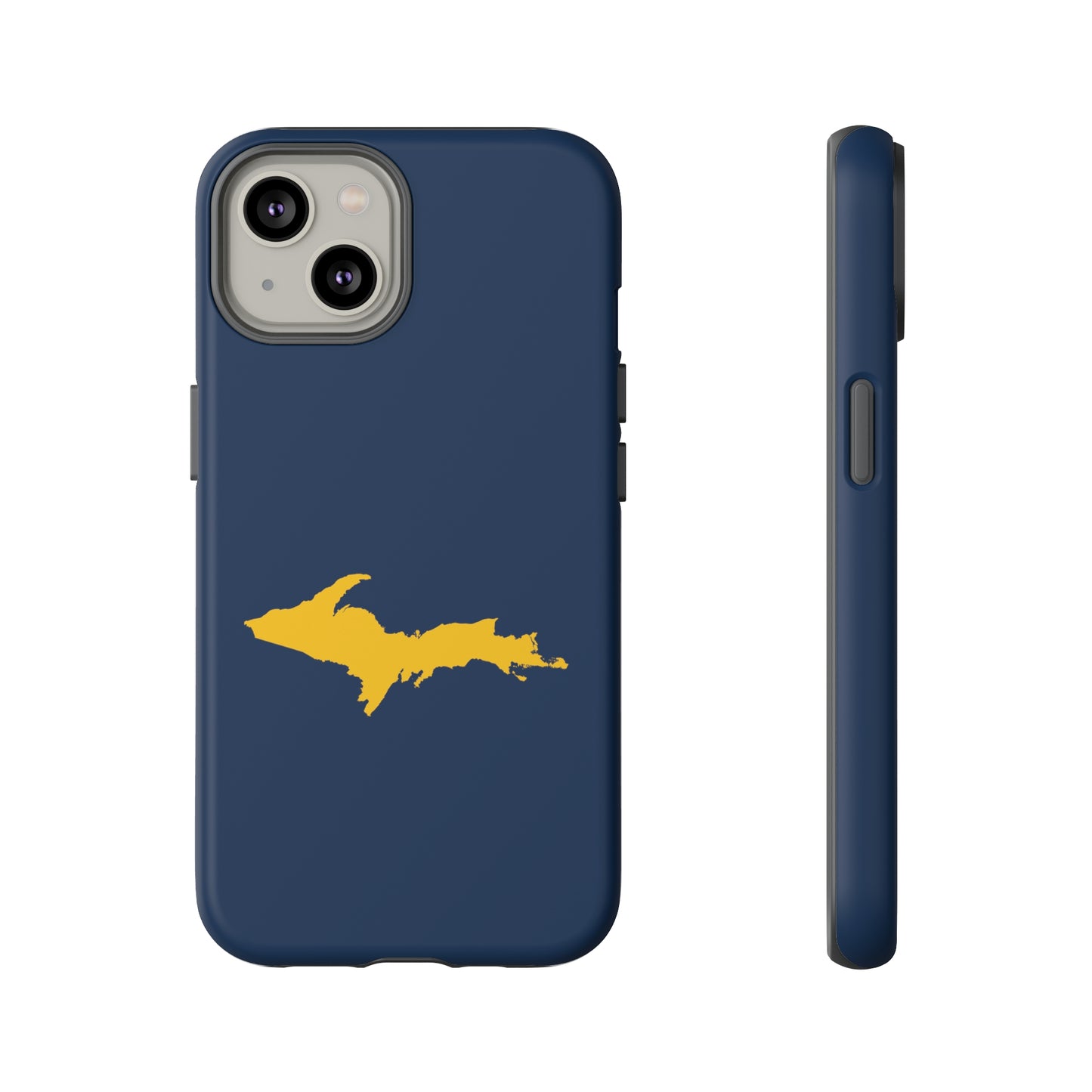 Michigan Upper Peninsula Tough Phone Case (Navy w/ Gold UP Outline) | Apple iPhone