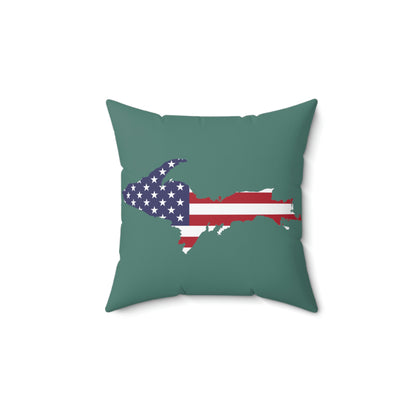 Michigan Upper Peninsula Accent Pillow (w/ UP USA Flag Outline) | Copper Green