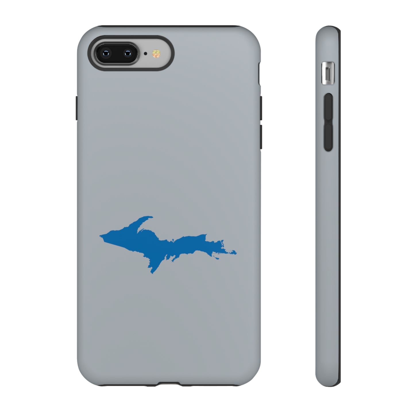 Michigan Upper Peninsula Tough Phone Case (Silver w/ Azure UP Outline) | Apple iPhone