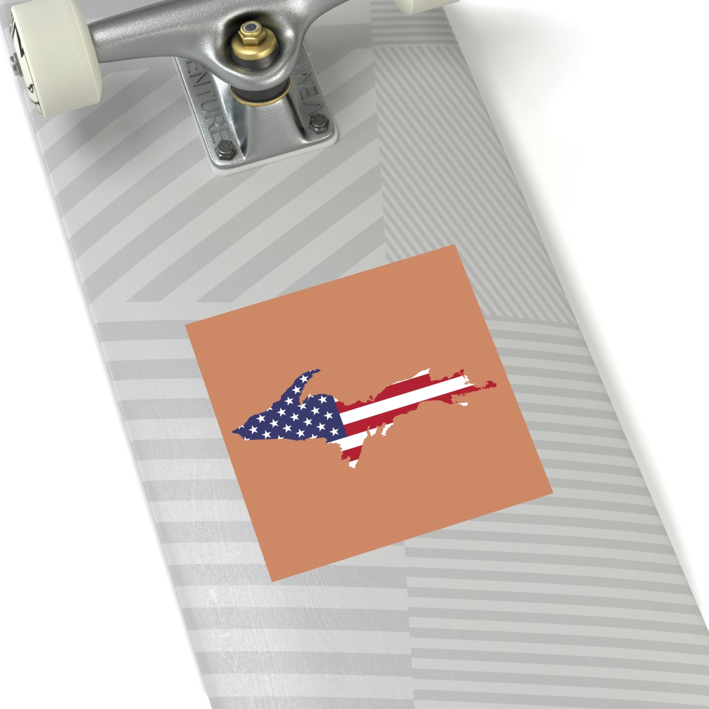 Michigan Upper Peninsula Square Sticker (Copper w/ UP USA Flag Outline) | Indoor/Outdoor