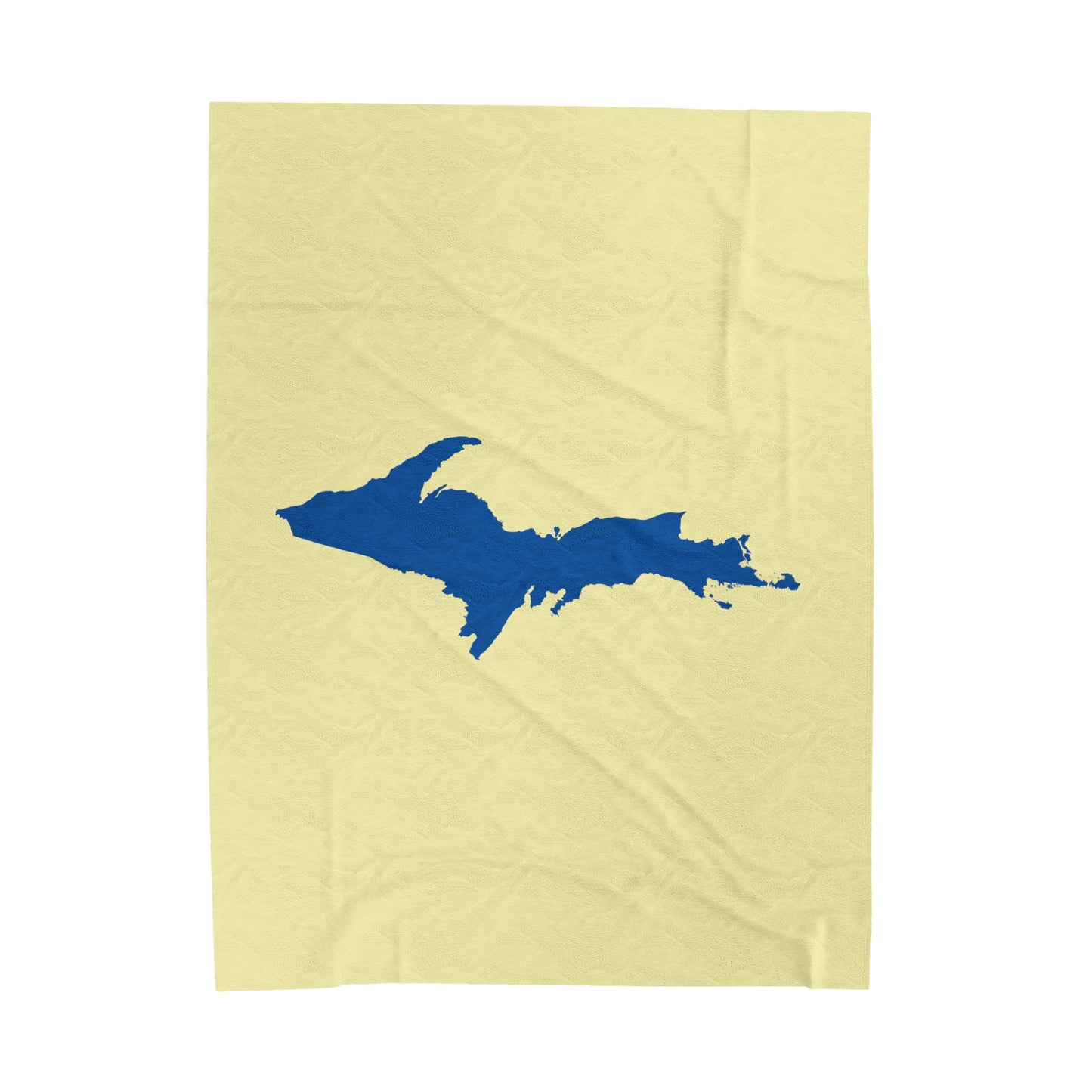 Michigan Upper Peninsula Plush Blanket (w/ Azure UP Outline) | Canary Yellow