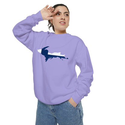 Michigan Upper Peninsula Sweatshirt (w/ UP Finland Flag Outline) | Unisex Garment Dyed