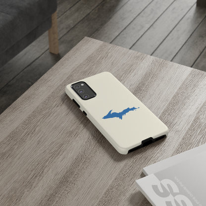 Michigan Upper Peninsula Tough Phone Case (Ivory Color w/ Azure UP Outline) | Samsung & Pixel Android