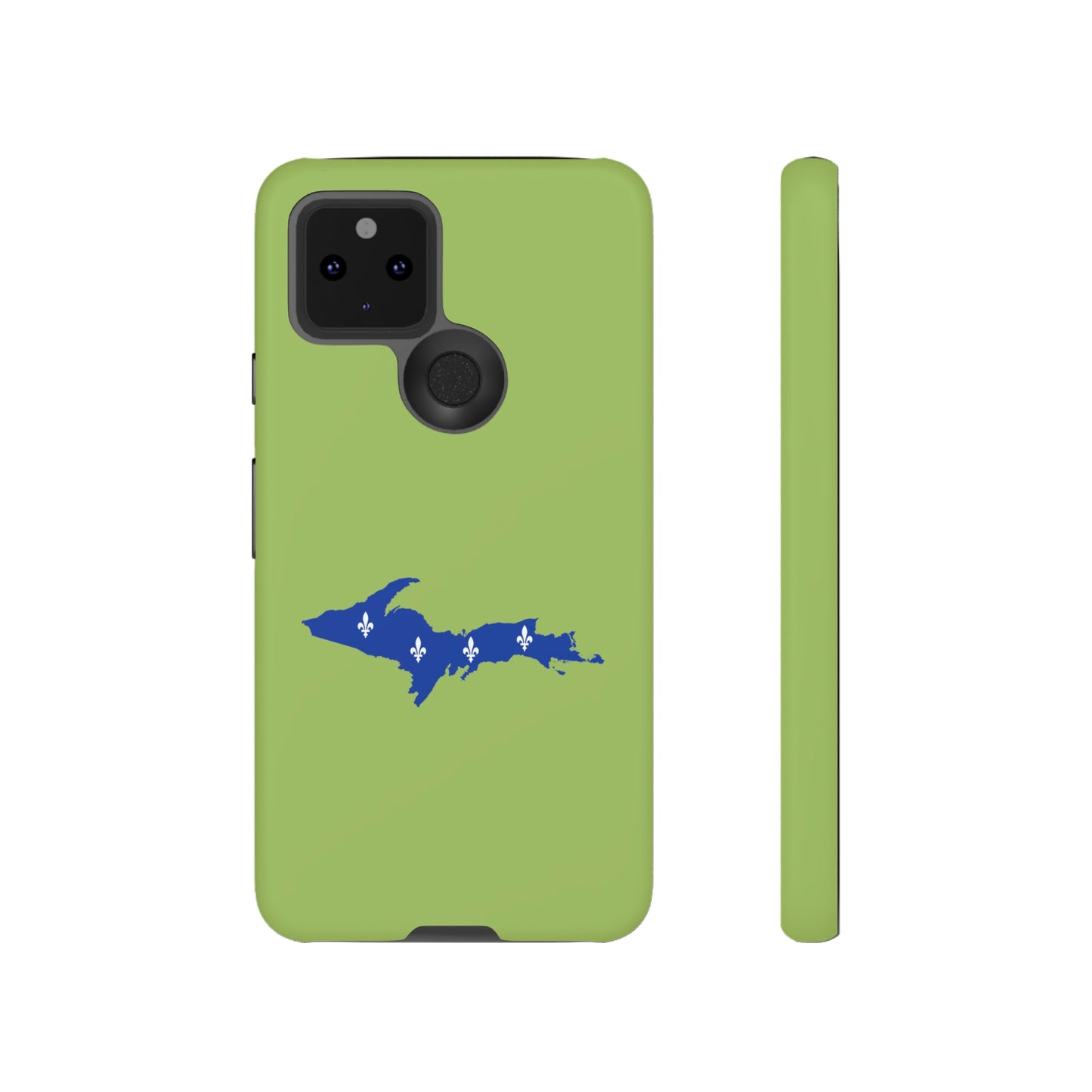 Michigan Upper Peninsula Tough Phone Case (Gooseberry Green w/ UP Quebec Flag Outline) | Samsung & Pixel Android