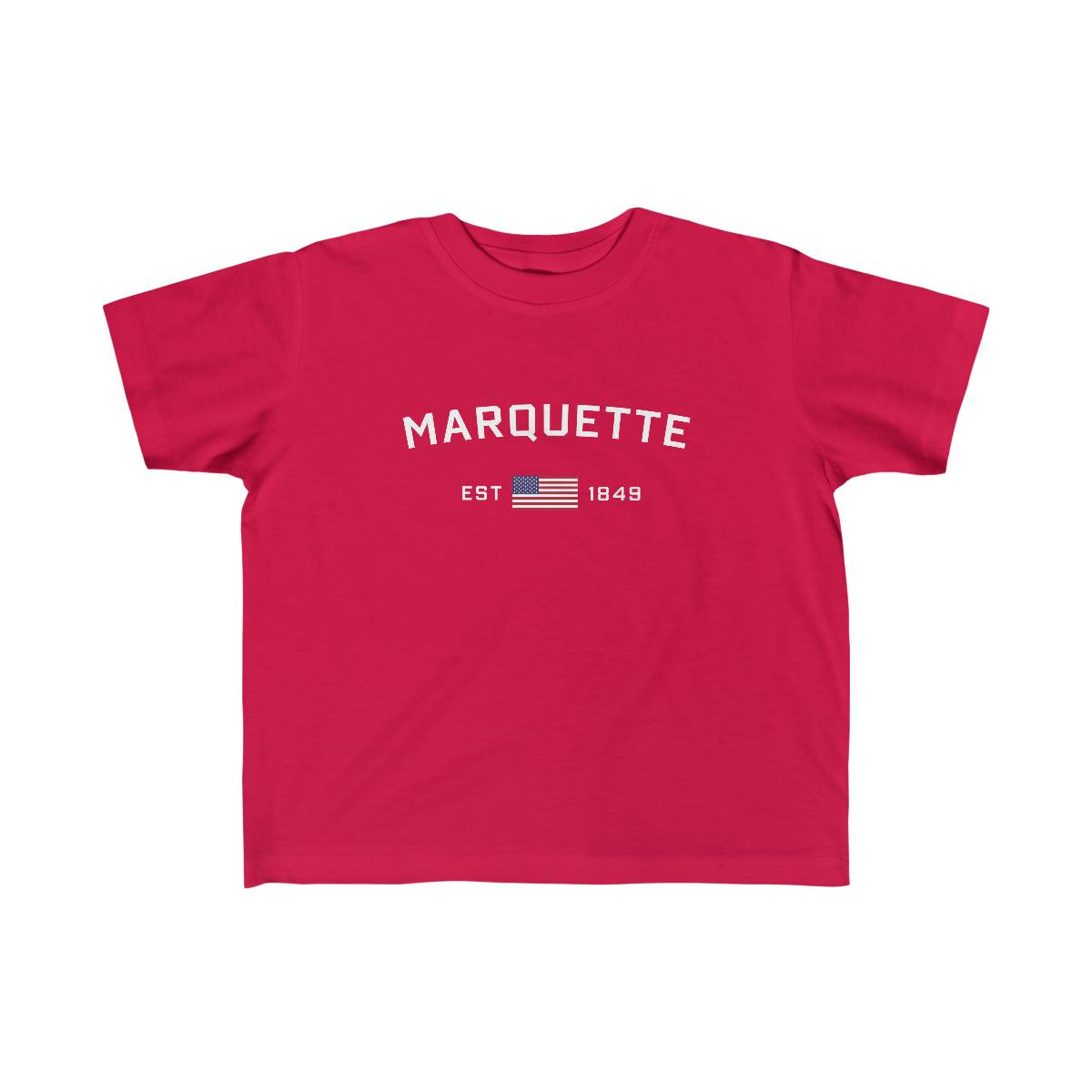 'Marquette EST 1849' T-Shirt  (w/USA Flag Outline) | Toddler Short Sleeve - Circumspice Michigan