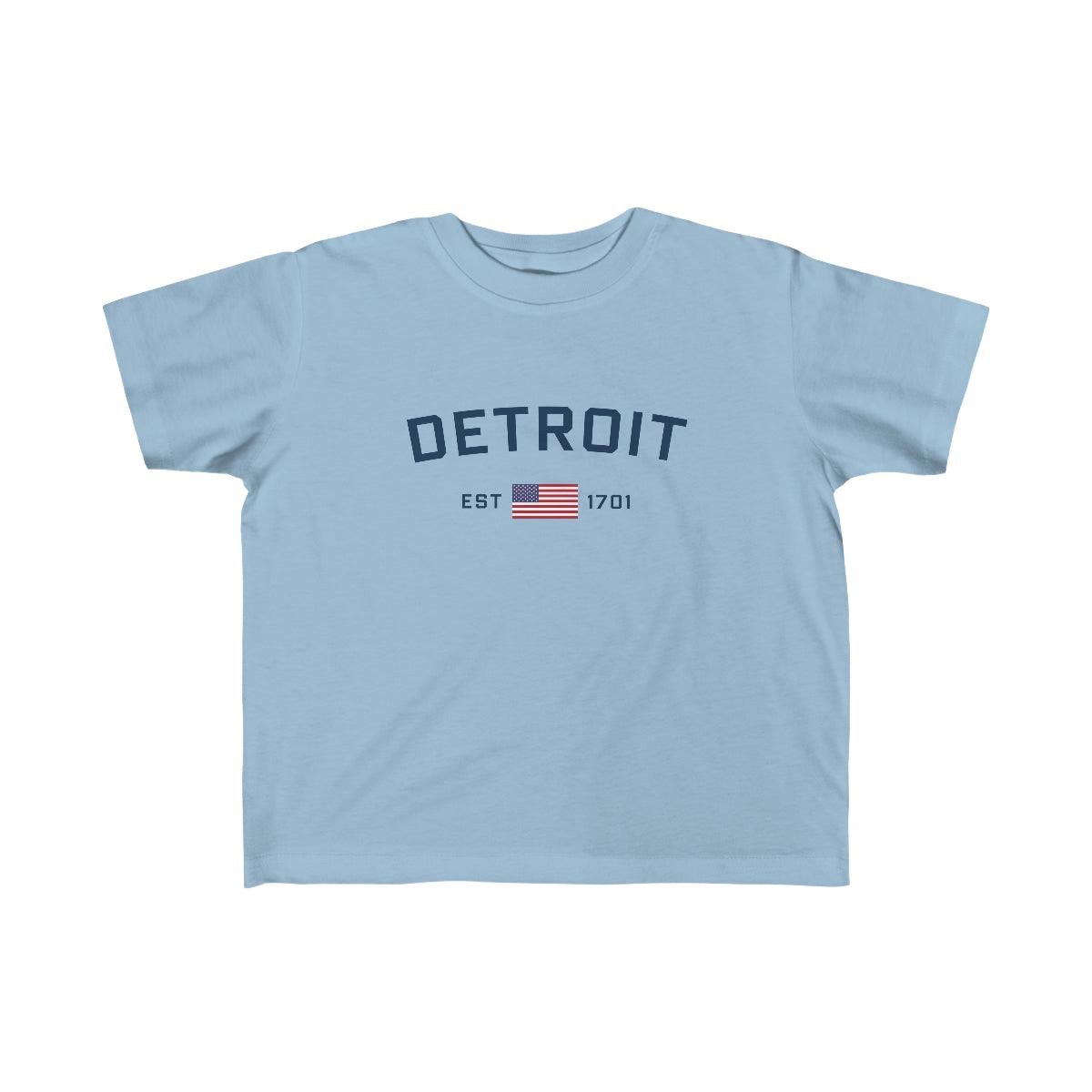 'Detroit EST 1701' T-Shirt (w/USA Flag Outline) | Toddler Short Sleeve - Circumspice Michigan