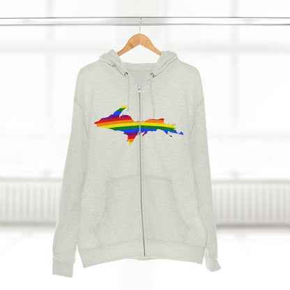 Michigan Upper Peninsula Full-Zip Hoodie (w/ UP Pride Flag Outline)