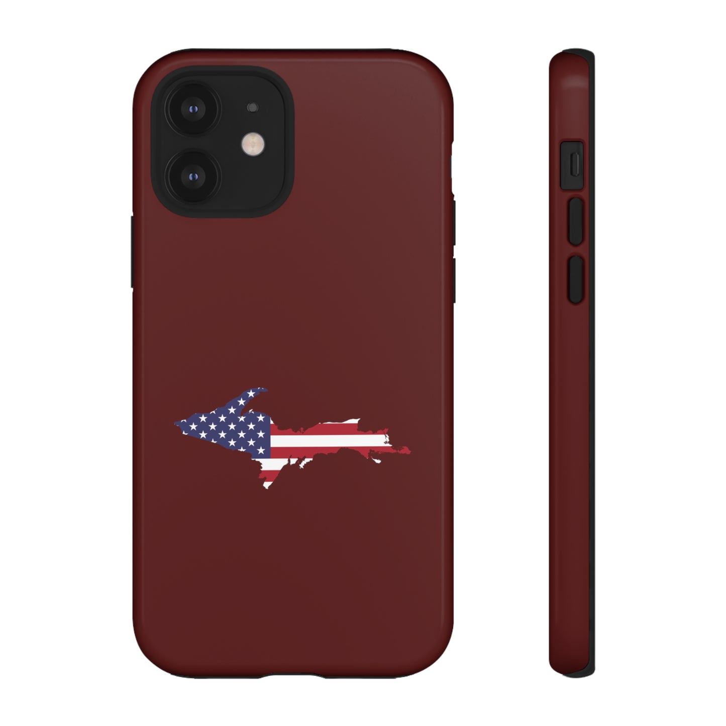 Michigan Upper Peninsula Tough Phone Case (Cherrywood Color w/ UP USA Outline) | Apple iPhone