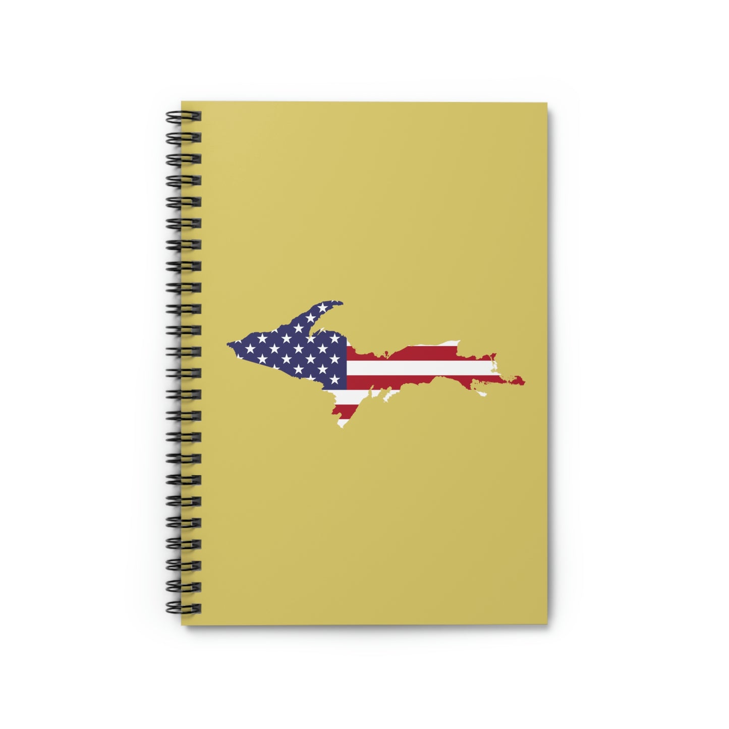 Michigan Upper Peninsula Spiral Notebook (w/ UP USA Flag Outline) | Plum Yellow