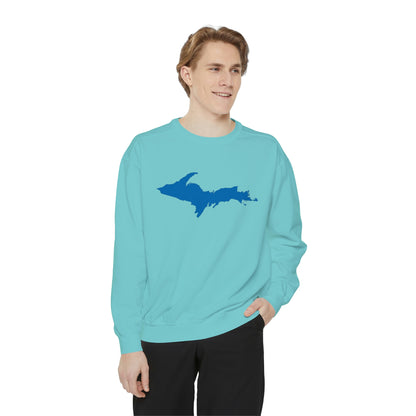 Michigan Upper Peninsula Sweatshirt (w/ Azure UP Outline) | Unisex Garment Dyed