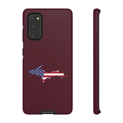 Michigan Upper Peninsula Tough Phone Case (Old Mission Burgundy w/ UP USA Flag Outline) | Samsung & Pixel Android