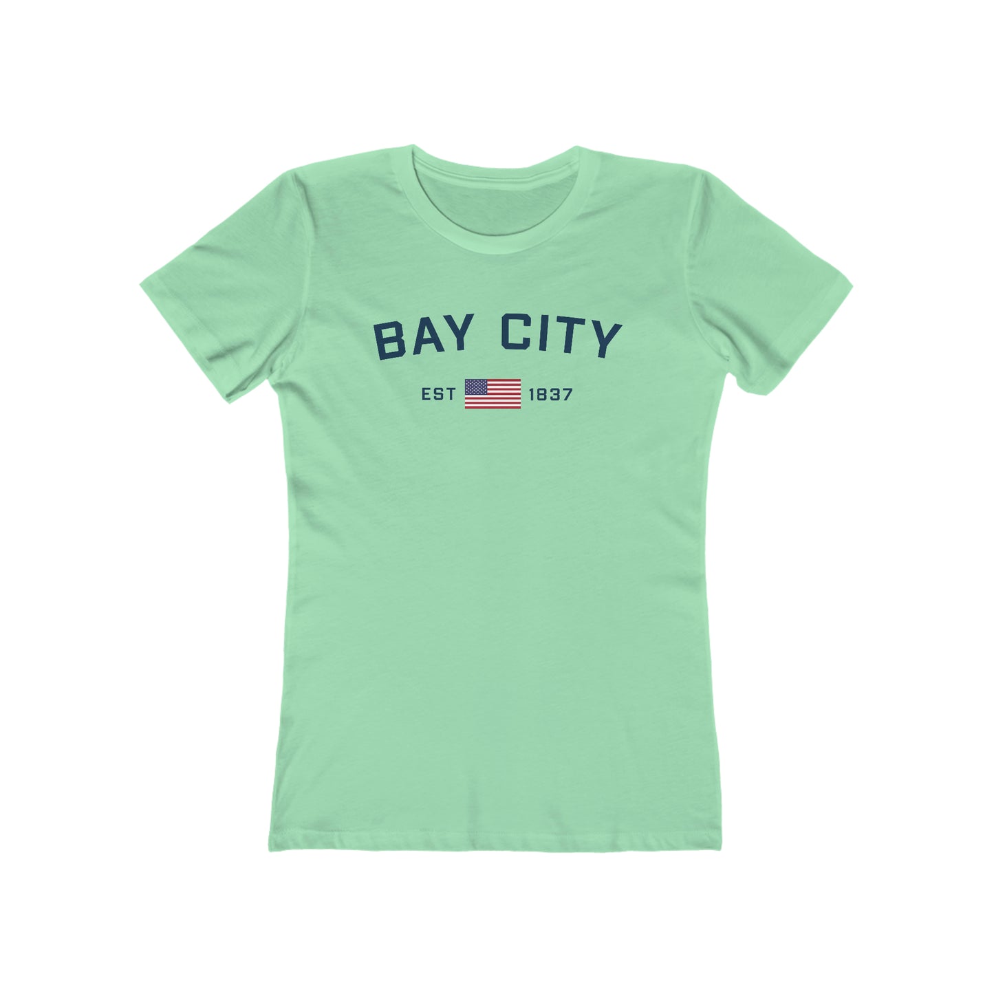 'Bay City EST 1837' (w/USA Flag Outline) | Women's Boyfriend Cut