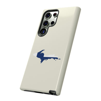 Michigan Upper Peninsula Tough Phone Case (Ivory Color w/ UP Finland Flag Outline) | Samsung & Pixel Android