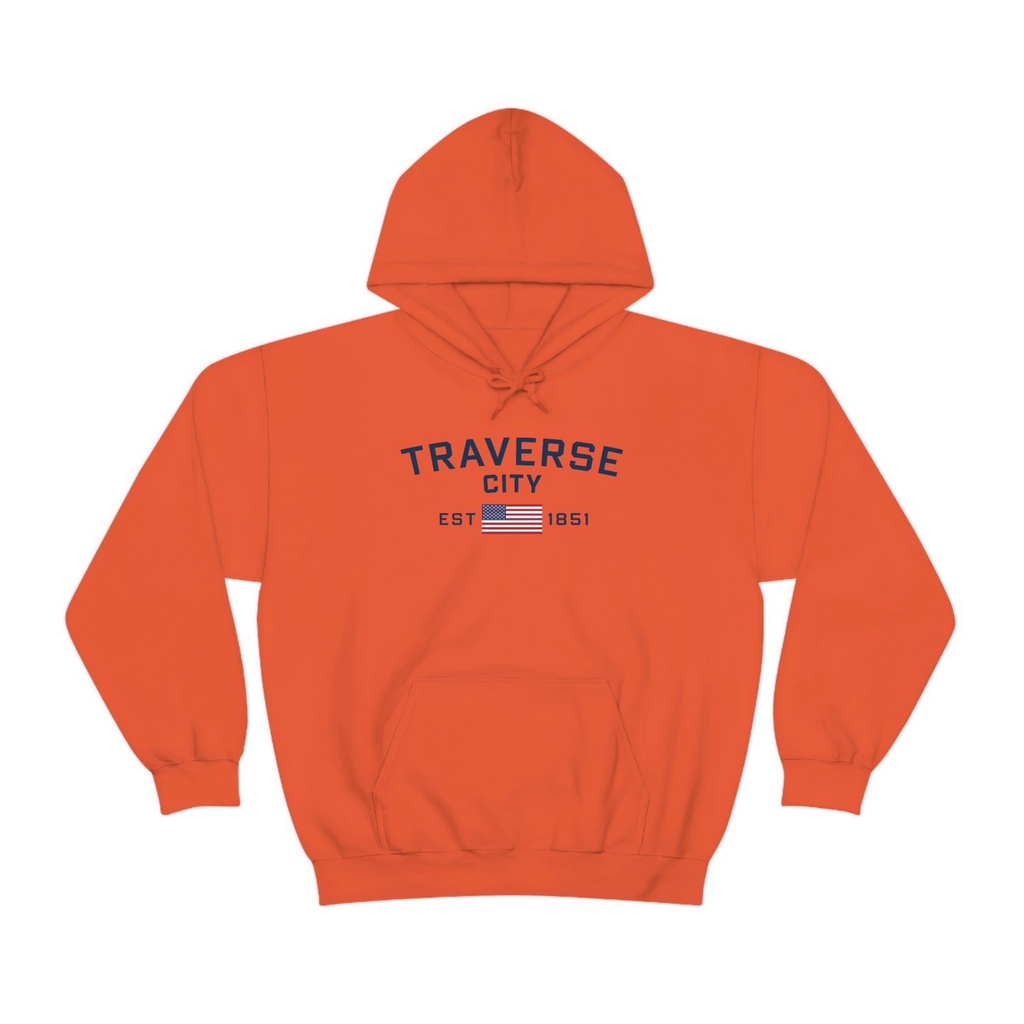 'Traverse City EST 1851' Hoodie (w/USA Flag Outline) | Unisex Standard