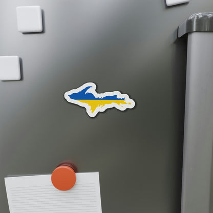 Michigan Upper Peninsula Kiss Cut Magnet (w/ UP Ukraine Flag Outline)