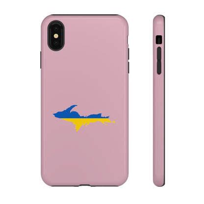 Michigan Upper Peninsula Tough Phone Case (Pink w/ UP Ukraine Flag Outline) | Apple iPhone