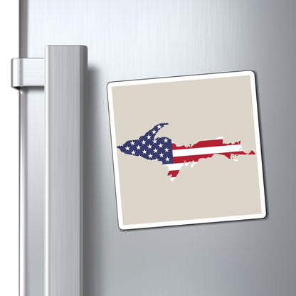 Michigan Upper Peninsula Square Magnet (Canvas Color w/ UP USA Flag Outline)