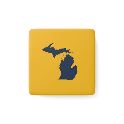 Michigan Outline Porcelain Magnet | Yellow and Navy Colors - Circumspice Michigan