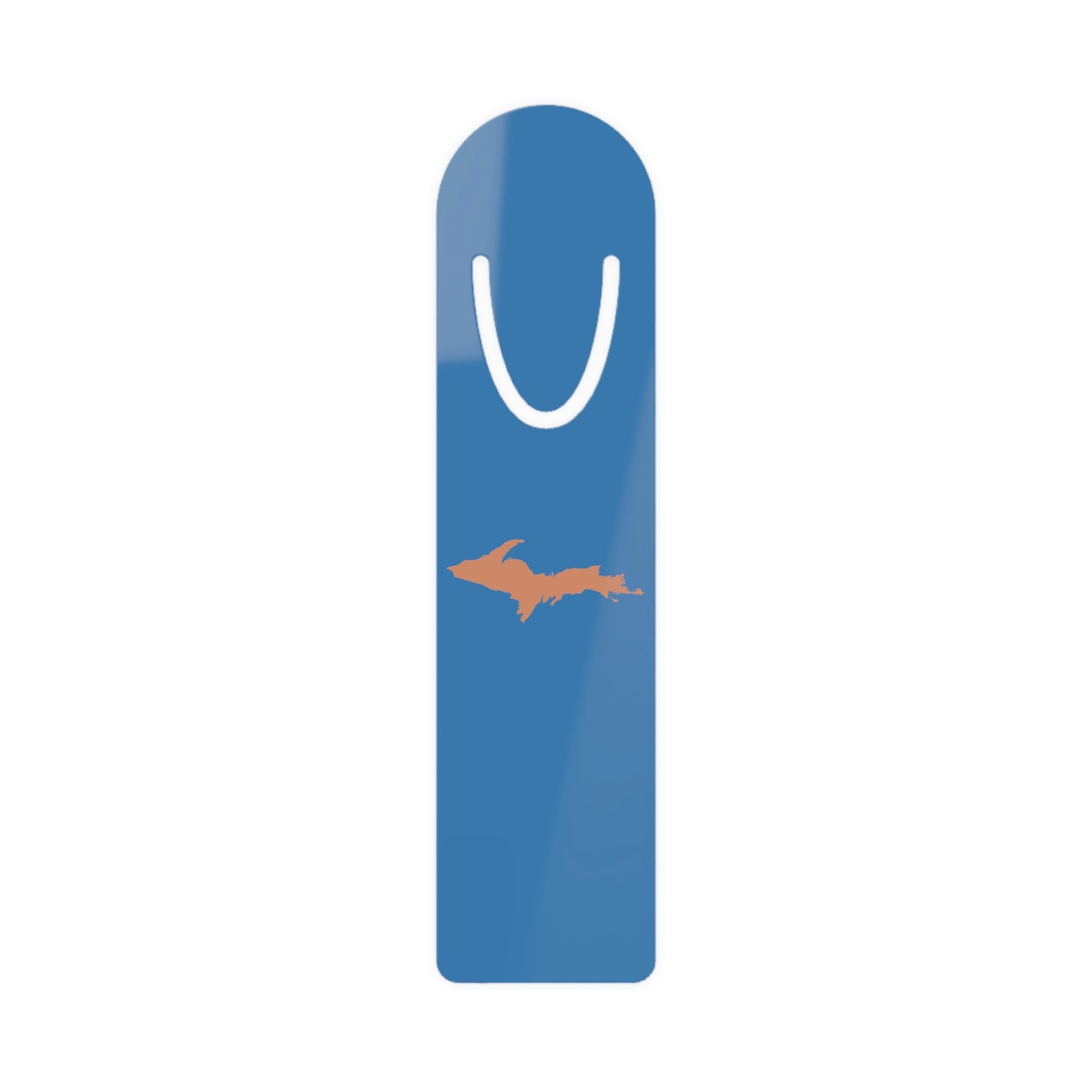 Michigan Upper Peninsula Metal Bookmark (w/ Copper UP Outline) | Lake Superior Blue