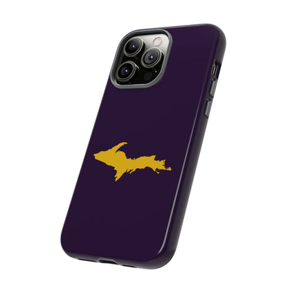 Michigan Upper Peninsula Tough Phone Case (Blackcurrant w/ Gold UP Outline) | Apple iPhone