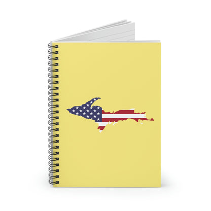 Michigan Upper Peninsula Spiral Notebook (w/ UP USA Flag Outline) | Cherry Yellow