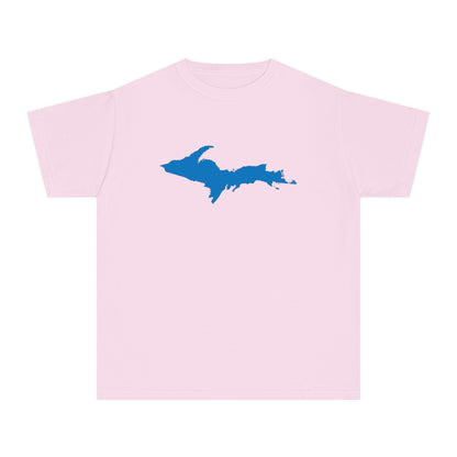 Michigan Upper Peninsula T-Shirt (w/ Azure UP Outline) | Youth Garment-Dyed