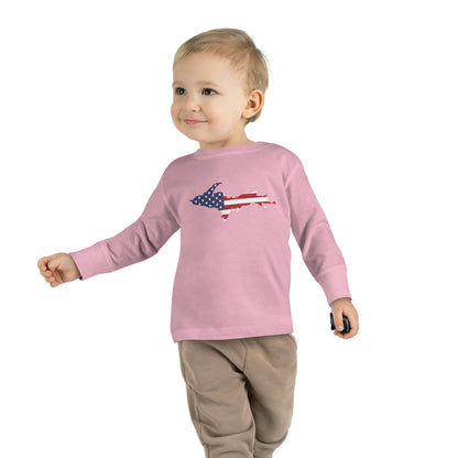 Michigan Upper Peninsula T-Shirt (w/ UP USA Flag Outline) | Toddler Long Sleeve