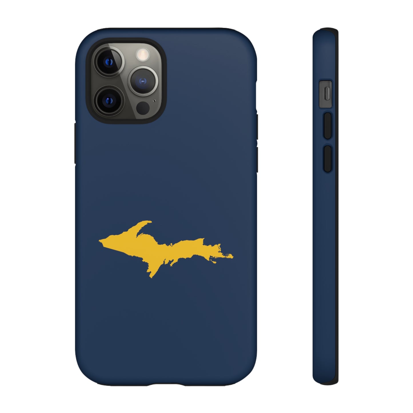 Michigan Upper Peninsula Tough Phone Case (Navy w/ Gold UP Outline) | Apple iPhone