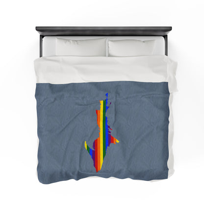 Michigan Upper Peninsula Plush Blanket (w/ UP Pride Flag Outline) | B-24 Liberator Grey