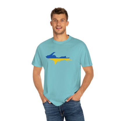 Michigan Upper Peninsula T-Shirt (w/ UP Ukraine Flag Outline) | Unisex Garment-Dyed