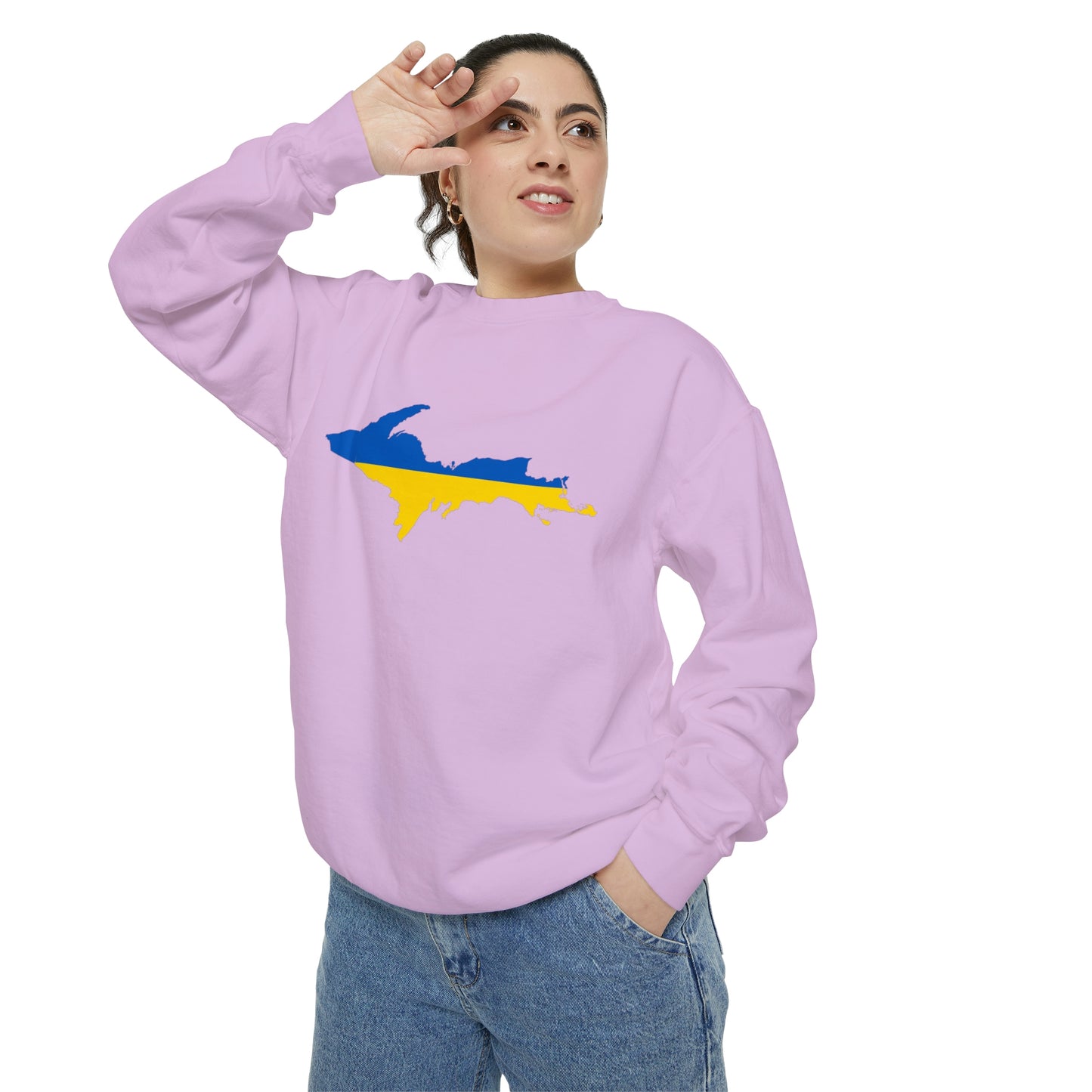 Michigan Upper Peninsula Sweatshirt (w/ UP Ukraine Outline) | Unisex Garment Dyed