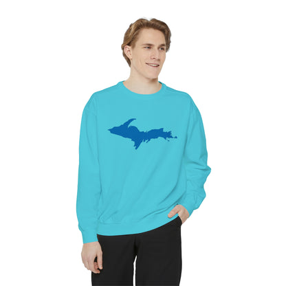 Michigan Upper Peninsula Sweatshirt (w/ Azure UP Outline) | Unisex Garment Dyed