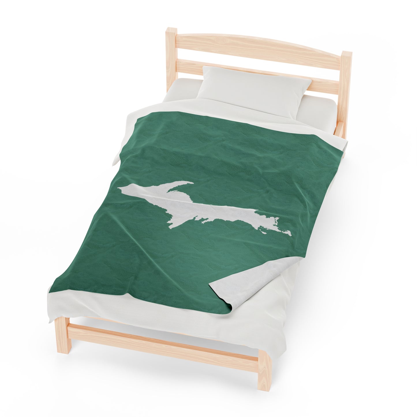 Michigan Upper Peninsula Plush Blanket (w/ UP Outline) | '64 Metallic Mint Green