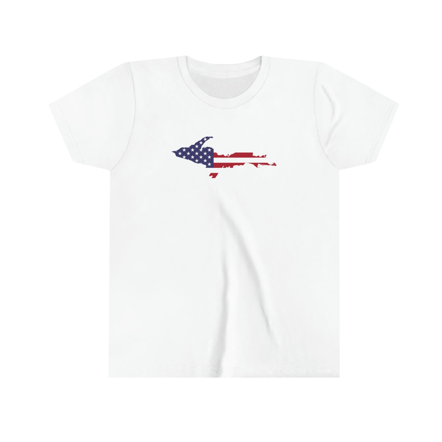 Michigan Upper Peninsula T-Shirt (w/ MI USA Flag Outline) | Youth Short Sleeve