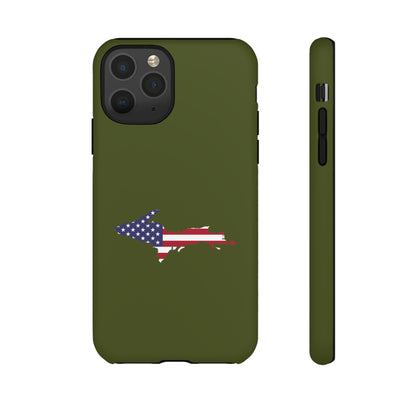 Michigan Upper Peninsula Tough Phone Case (Army Green w/ UP USA Outline) | Apple iPhone