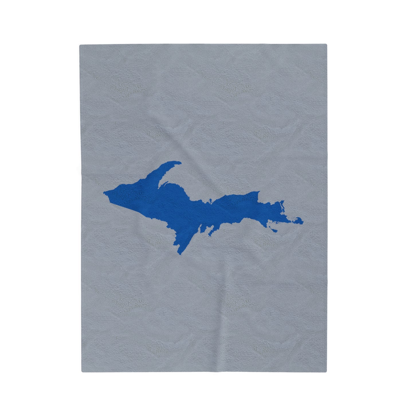 Michigan Upper Peninsula Plush Blanket (w/ Azure UP Outline) | Silver